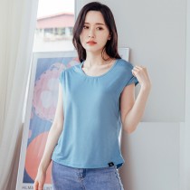 【Neoner涼感衣】超細涼絲包袖圓領T恤-莫藍迪藍