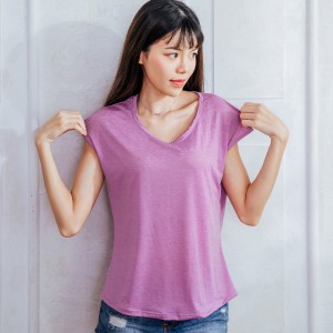 【Neoner涼感衣】超細涼絲包袖圓領T恤-紫